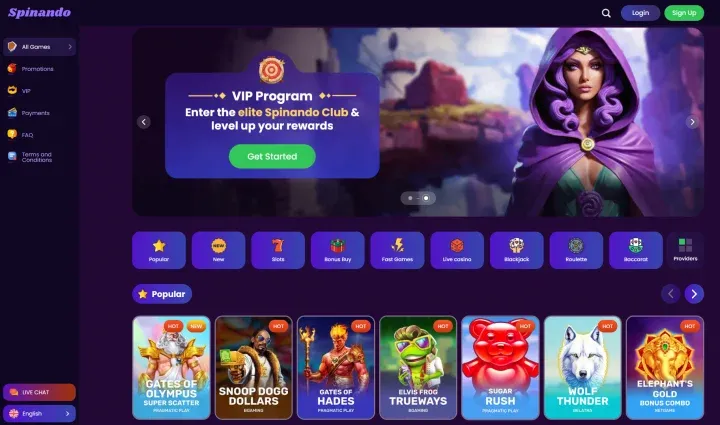 Spinando Casino – 12.400 Spiele und Pragmatic Play Drops and Wins Turniere